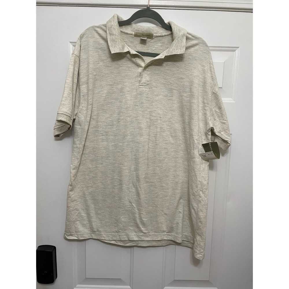 NWT Vintage 90s Basic Equipment Short Sleeve Polo Size XL Cream Casual Textured